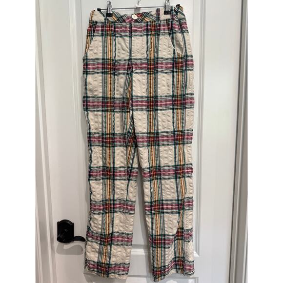 MSRP $148 NWT Free People Marlowe Seersucker Plaid Trousers Suze S | QUICK SHIP - Picture 2 of 7
